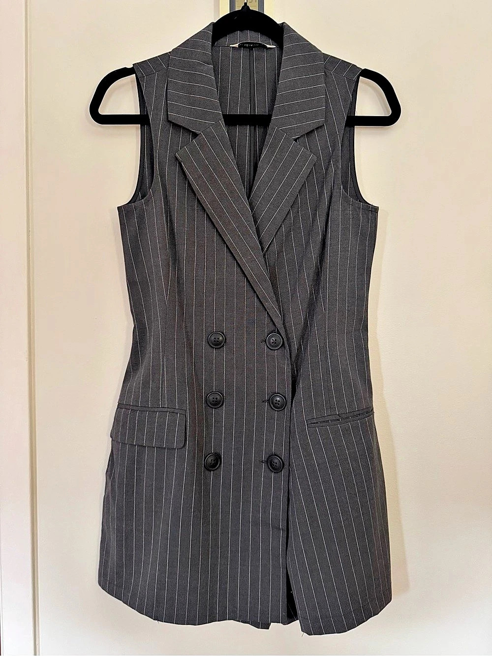 Stradivarius Pinstripe Blazer Romper Dress